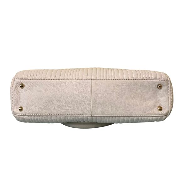 Calvin Klein Quilted Cream Leather Satchel with Tassel and Gold Chain Handles - Picture 9 of 14